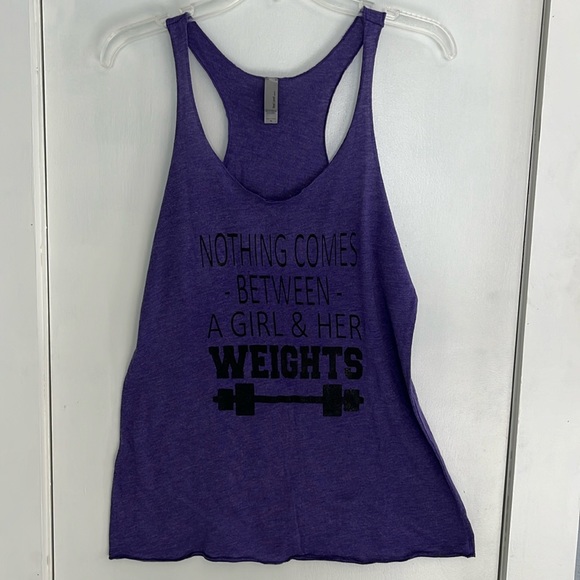 Next Level Apparel Heather Purple Graphic Racerback Tank Top - Picture 1 of 7